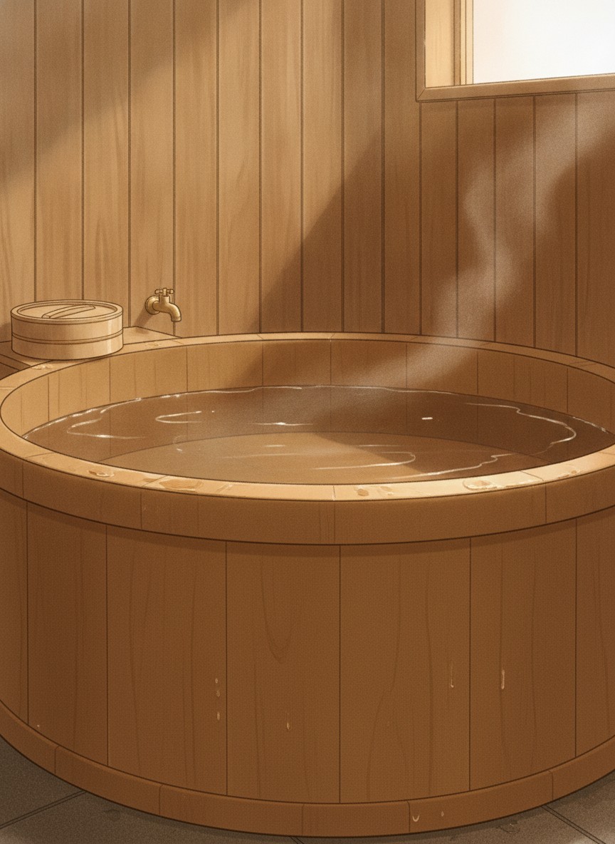 Illustration of Hotel Gozensui in Akanko Onsen, on Route 240 at the west end of the village