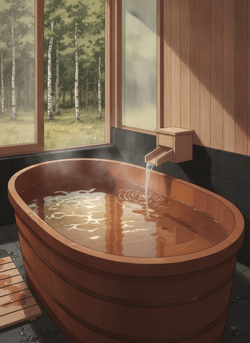 Illustration of La Vista Akangawa in Okurushube, on the Akan river about 8 km downstream of the onsen village