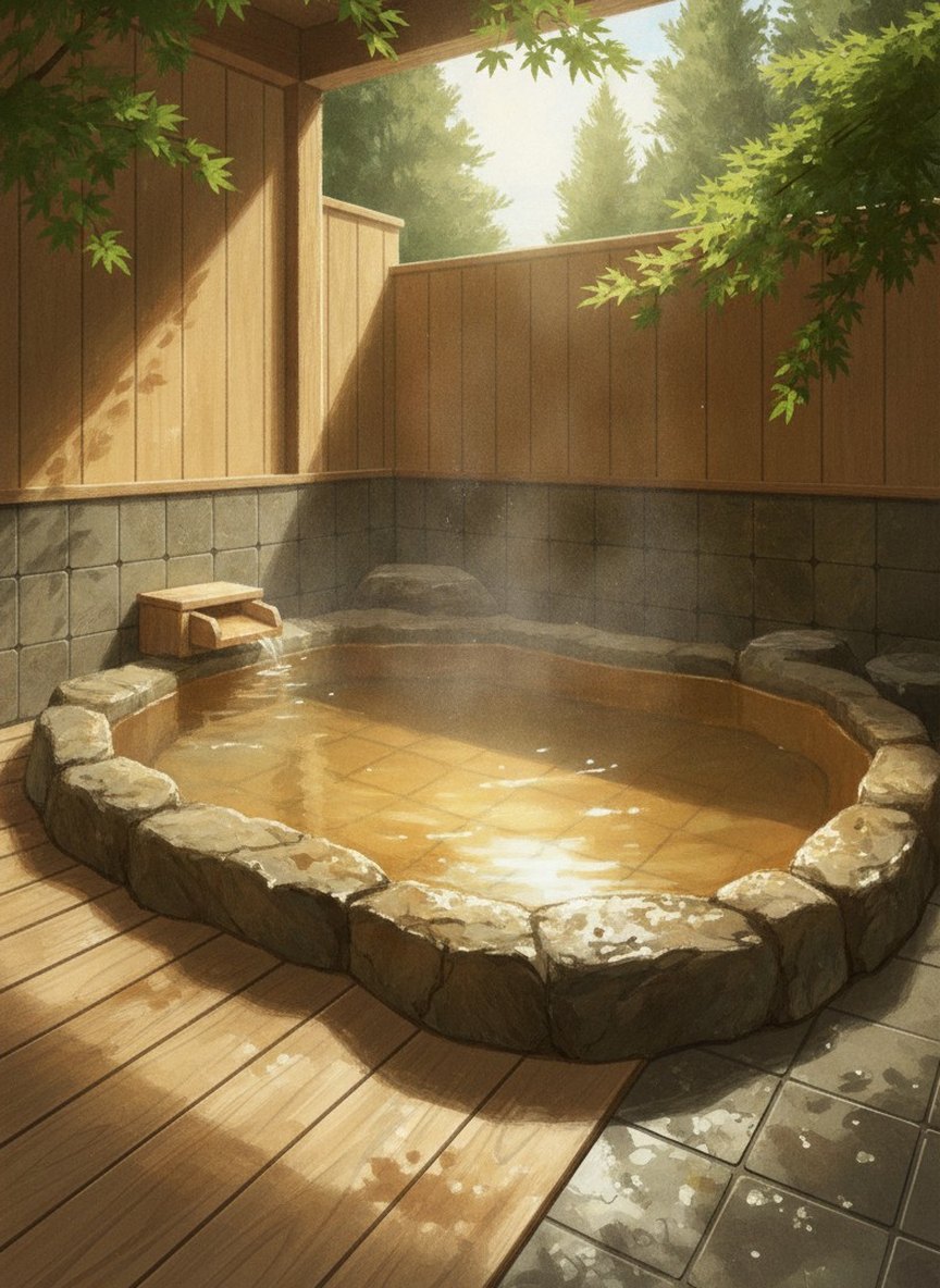 Illustration of Oku no Hosomichi in Arima Onsen, up the hill