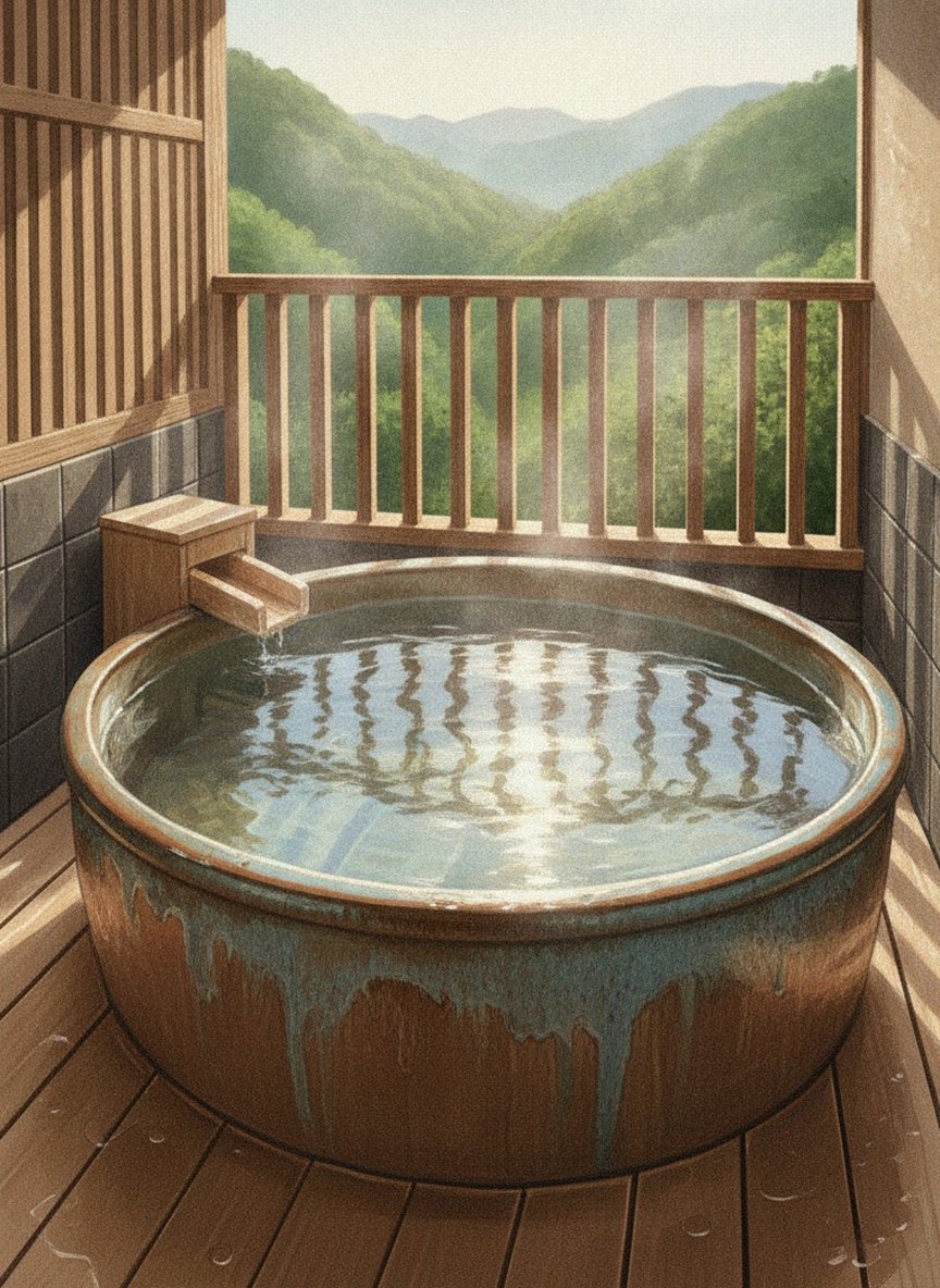 Illustration of Arima Royal Hotel in Arima Onsen, in the town