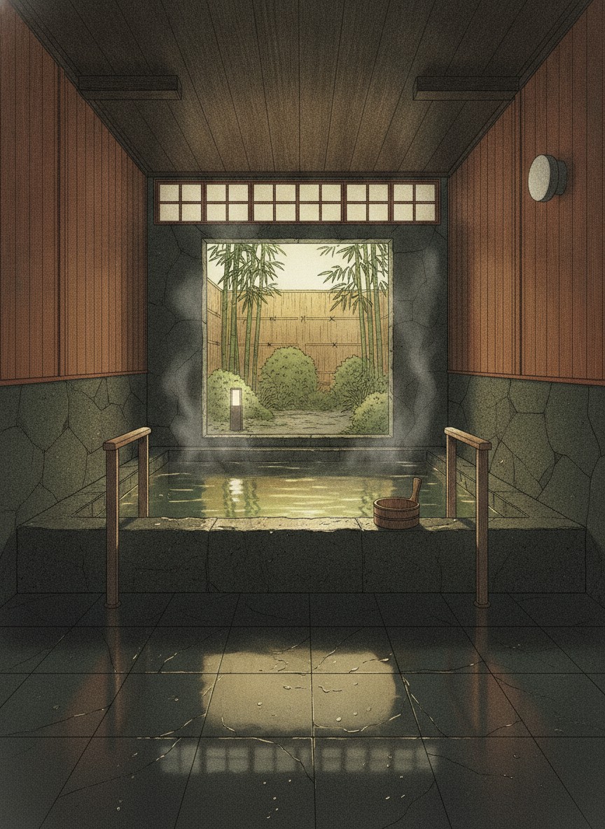 Illustration of Awara Onsen Tsuruya in Onsen 4-chome, in the onsen town