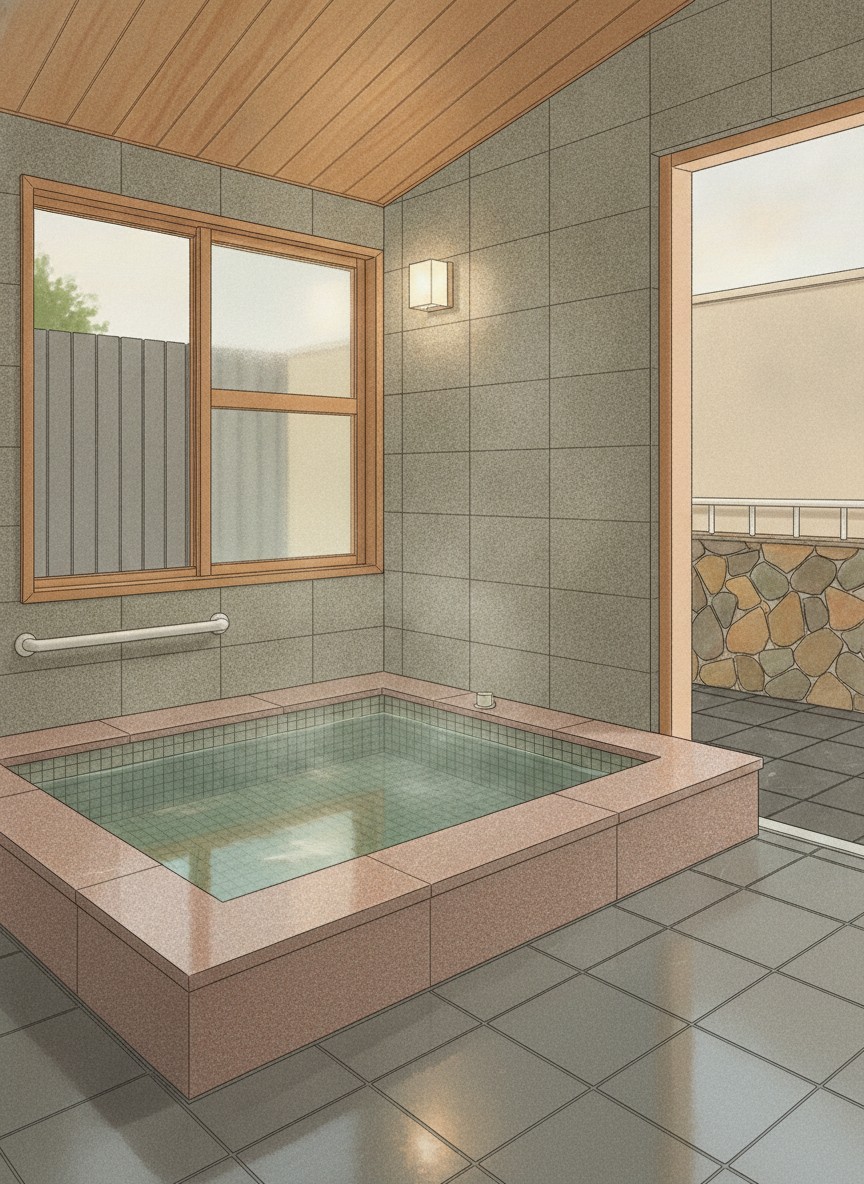 Illustration of Haiya in Onsen 2-chome, in the onsen town