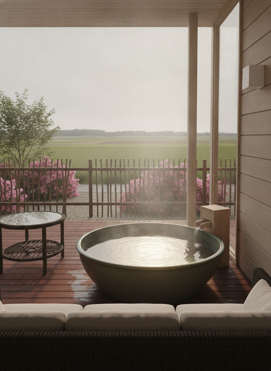 Illustration of Awara Onsen Matsuya Sensen in Funatsu, on the west side of the onsen town