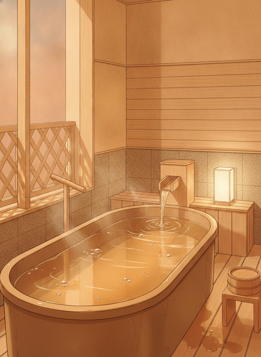 Illustration of Mimatsu in Funatsu, on the west side of the onsen town