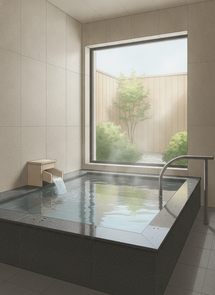 Illustration of Hoshi in Awazu Onsen, Awazumachi, in the center of the small hot spring town