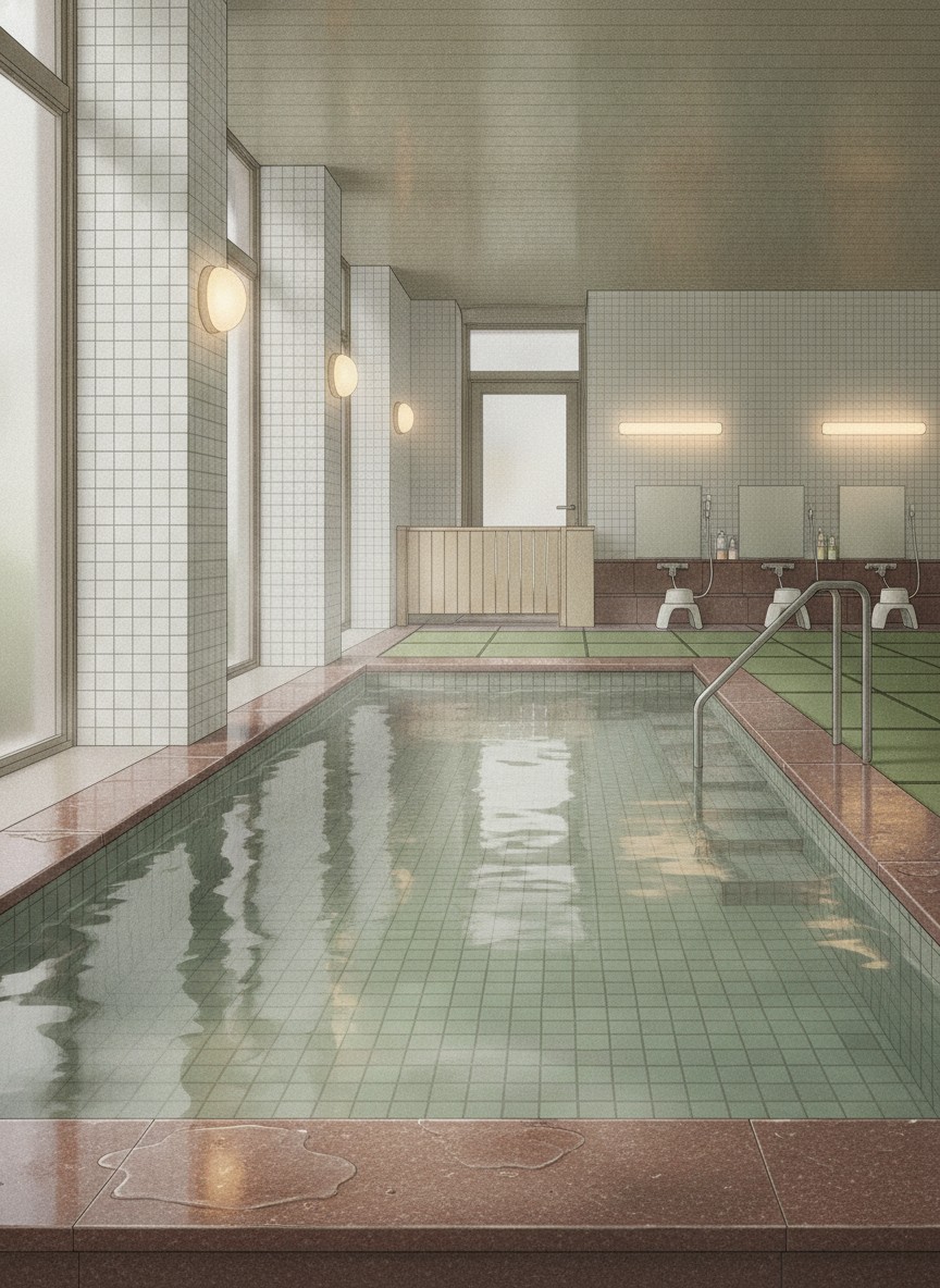 Illustration of Ooedo Onsen Monogatari Awazu Grand Hotel in Awazu Onsen, Awazumachi, one street from the town bath