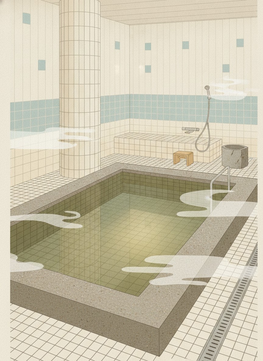 Illustration of Hamada Onsen in Kamegawa, three minutes from Kamegawa Station