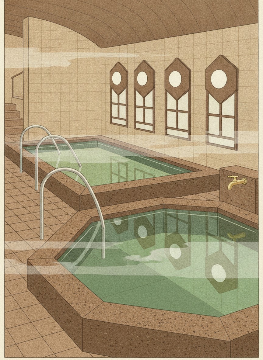 Illustration of Kiyosen in Kamegawa, in the center of the old spa quarter