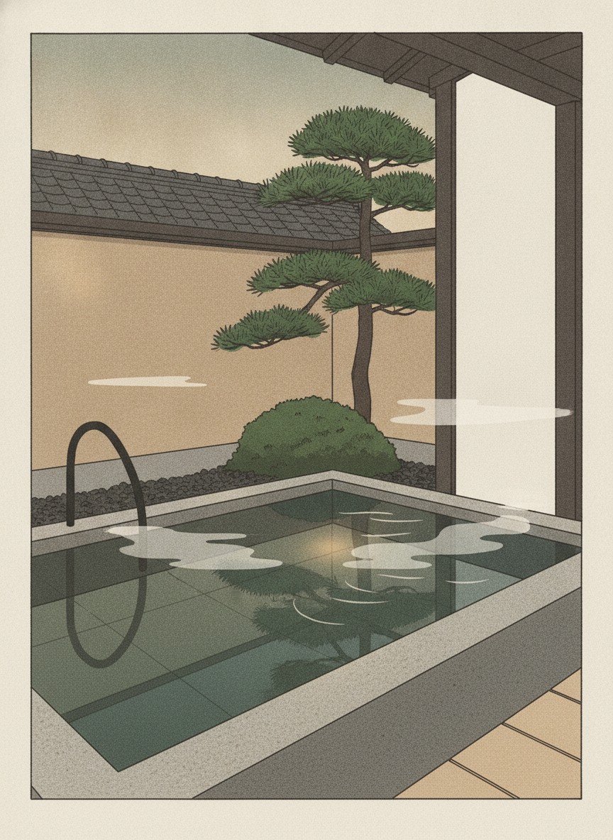 Illustration of Sanso Kannawaen in Kannawa, on the wooded slope by Onsen Jinja