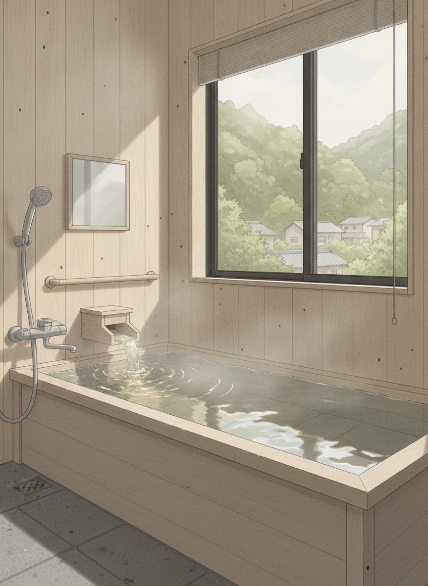 Illustration of Ryokan Nakamatsuya in Bessho Onsen, a short walk from Kitamuki Kannon
