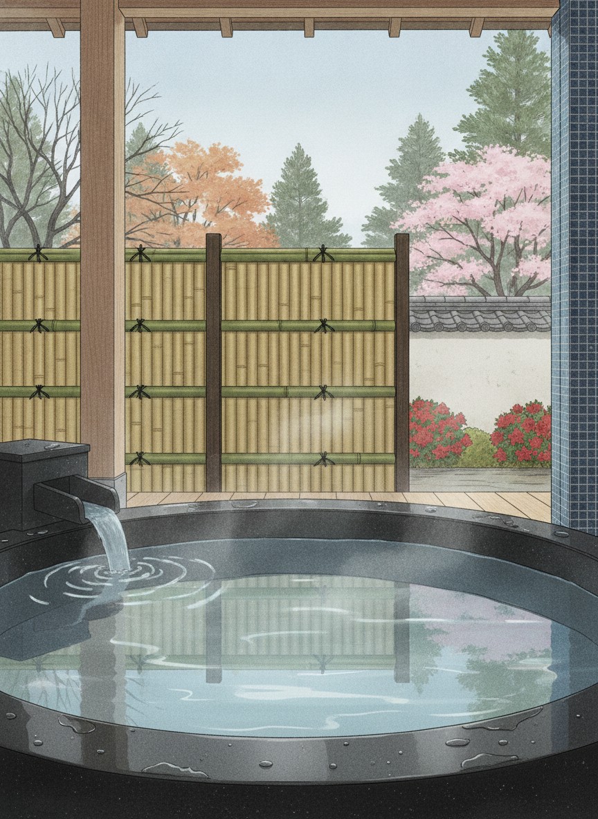 Illustration of Ryokan Hanaya in Bessho Onsen, five minutes on foot from the station