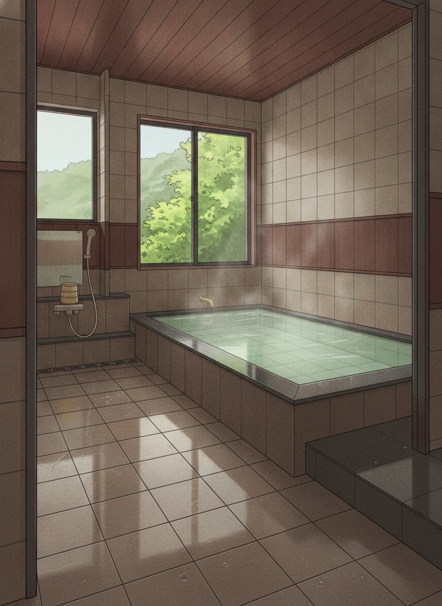 Illustration of Onyado Shikishimaso in Tenninkyo Onsen, at the end of the road in the gorge