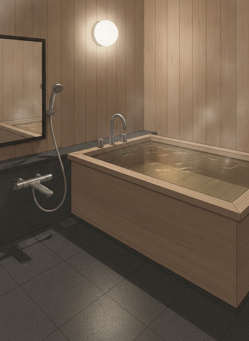 Illustration of Hotel Tsubakikan in Dogo, on the Sagidani slope five minutes above the Honkan