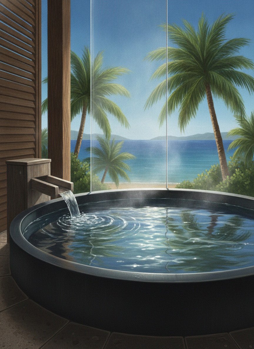 Illustration of Nishiura Grand Hotel Kikkei in Nishiura Onsen, one minute on foot from Palm Beach, 5 minutes by shuttle from Nishiura Station