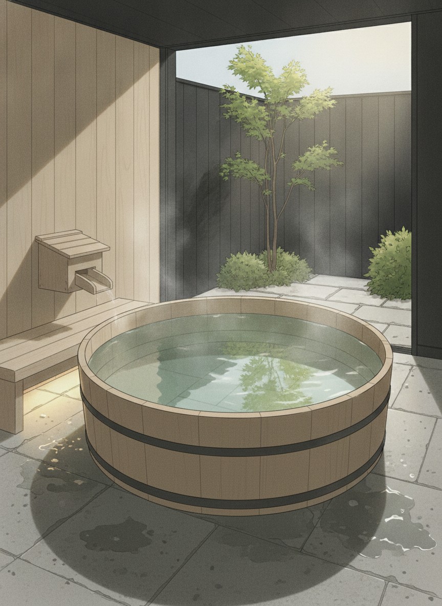 Illustration of Gero Onsen Ogawaya in Yunoshima, facing the river in the middle of the inn street