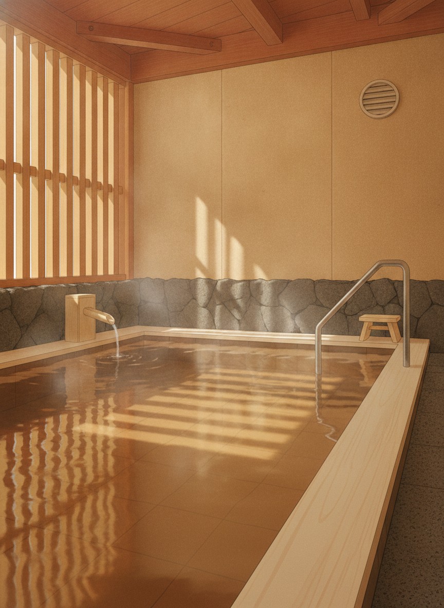 Illustration of Hanabishi Hotel in Yunokawa, a short walk inland from the Yunokawa Onsen streetcar stop