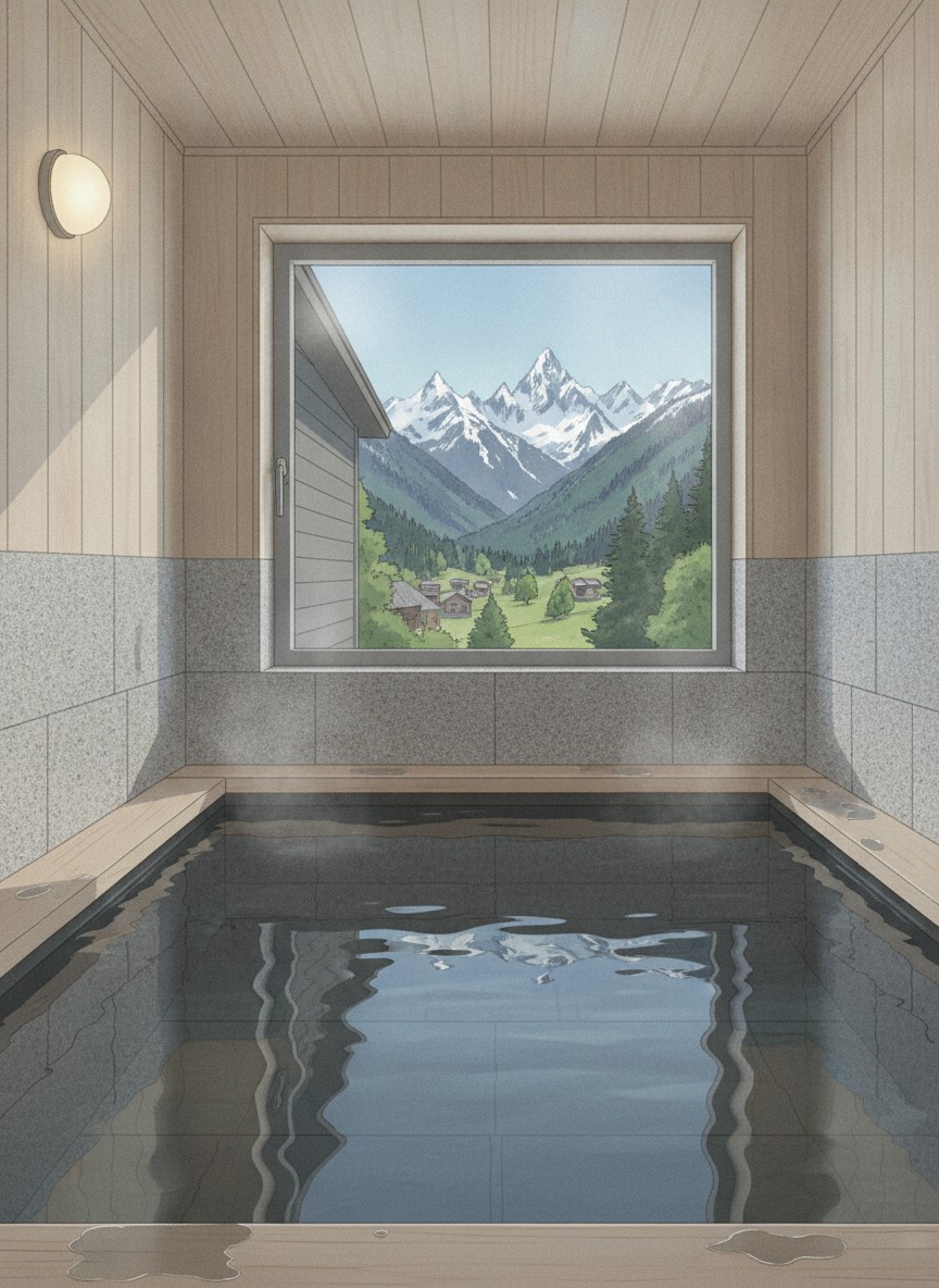 Illustration of Hakuba Highland Hotel in Hakuba Highland, on the slope east of Hakuba Station
