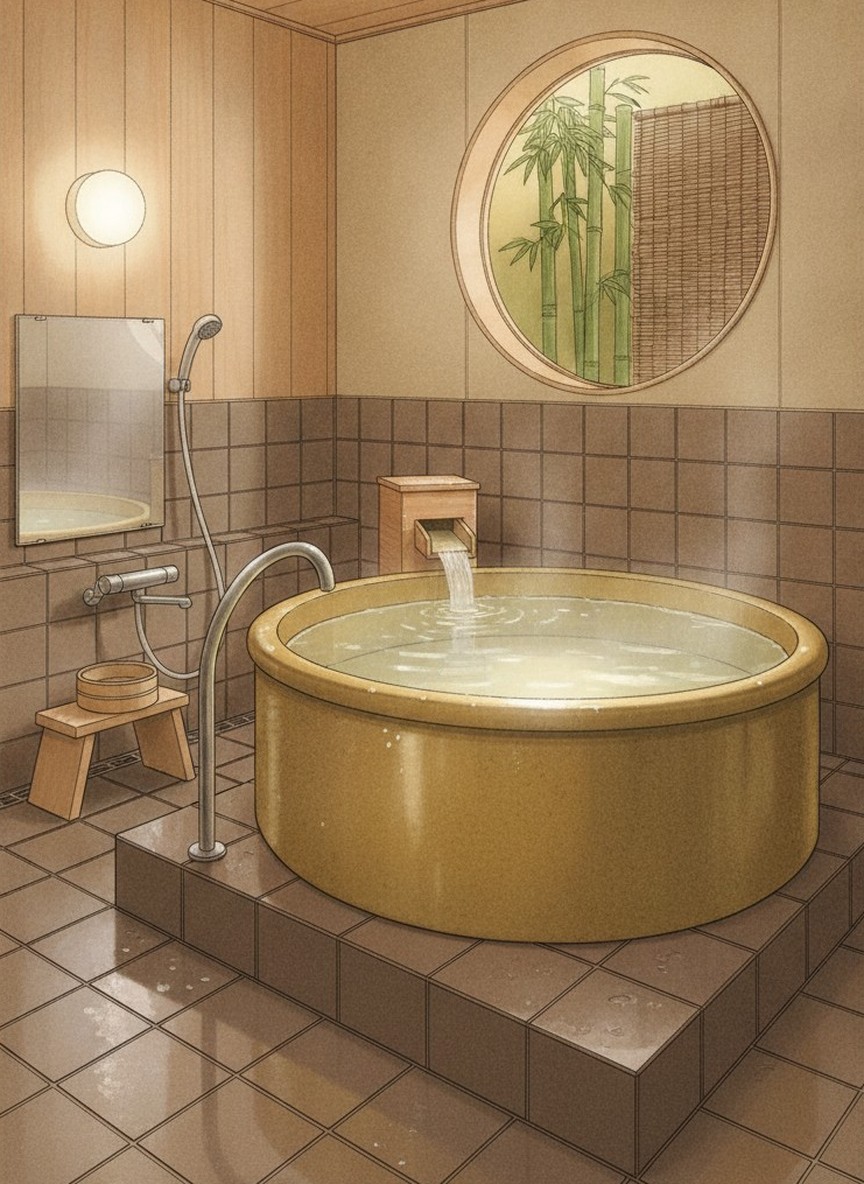 Illustration of Hotel Senshukaku in Hanamaki Onsen, Yumoto, joined to Hotel Hanamaki by the Rose Walk