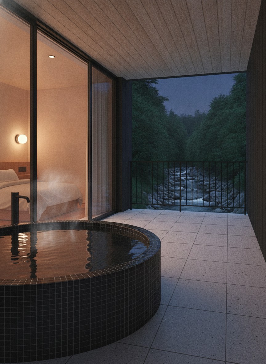 Illustration of Fujisan Ryokan Bettei Kokoronotoki Jusangatsu in Namari Onsen, on the Fujisan Ryokan grounds