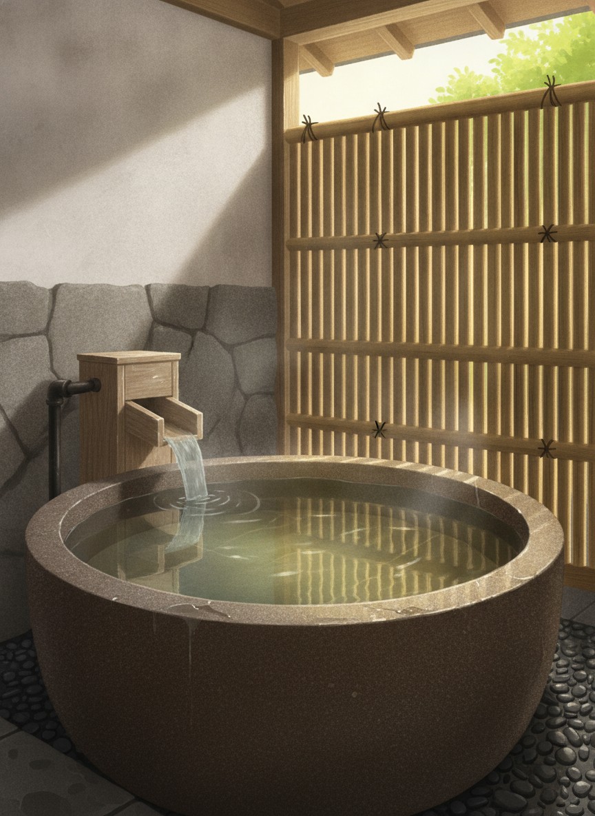 Illustration of Airinkan in Shin-Namari Onsen, about half a kilometer from Namari