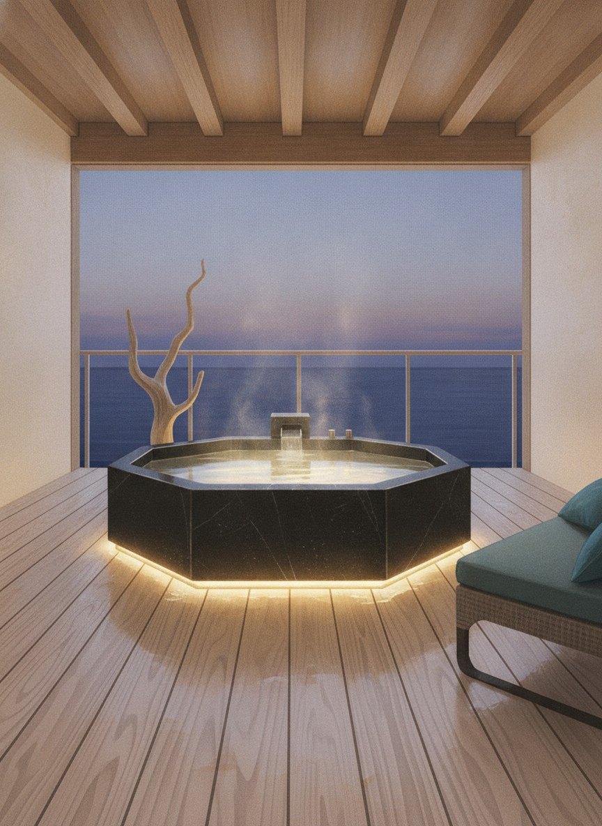 Illustration of Taberu Oyado Hamanoyu in Inatori Onsen, on the seafront by the port, about 5 minutes by car or 20 minutes on foot from Izu-Inatori Station