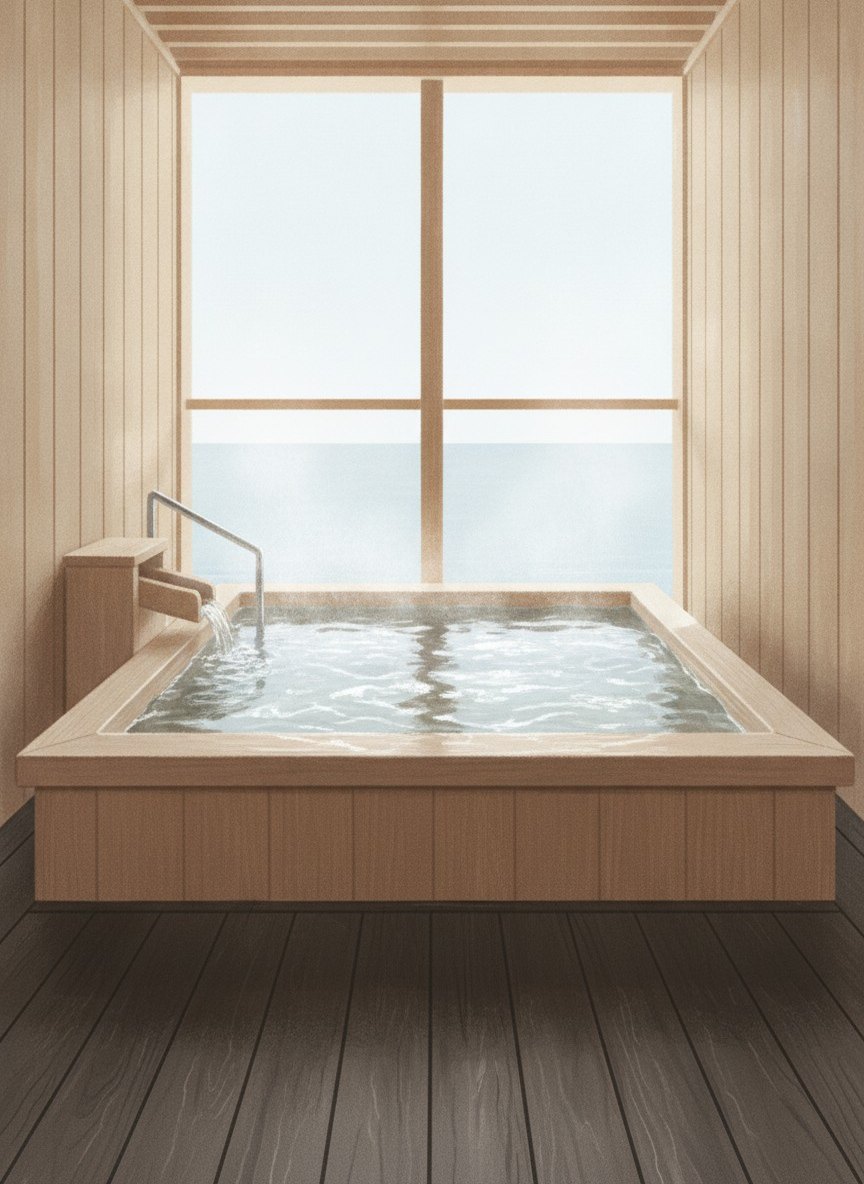 Illustration of Senoumi Bettei Umiusagi in Inatori Onsen, by the shore at the south end of town, about 20 minutes on foot or 5 minutes by car from Izu-Inatori Station