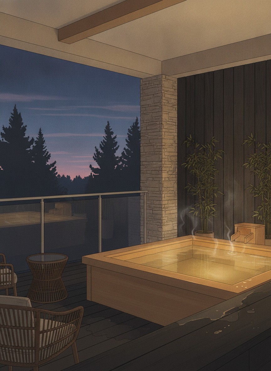 Illustration of Hanare Matsushimakaku in Higashiyama, Takinoyu, the suite annex next door to Takinoyu