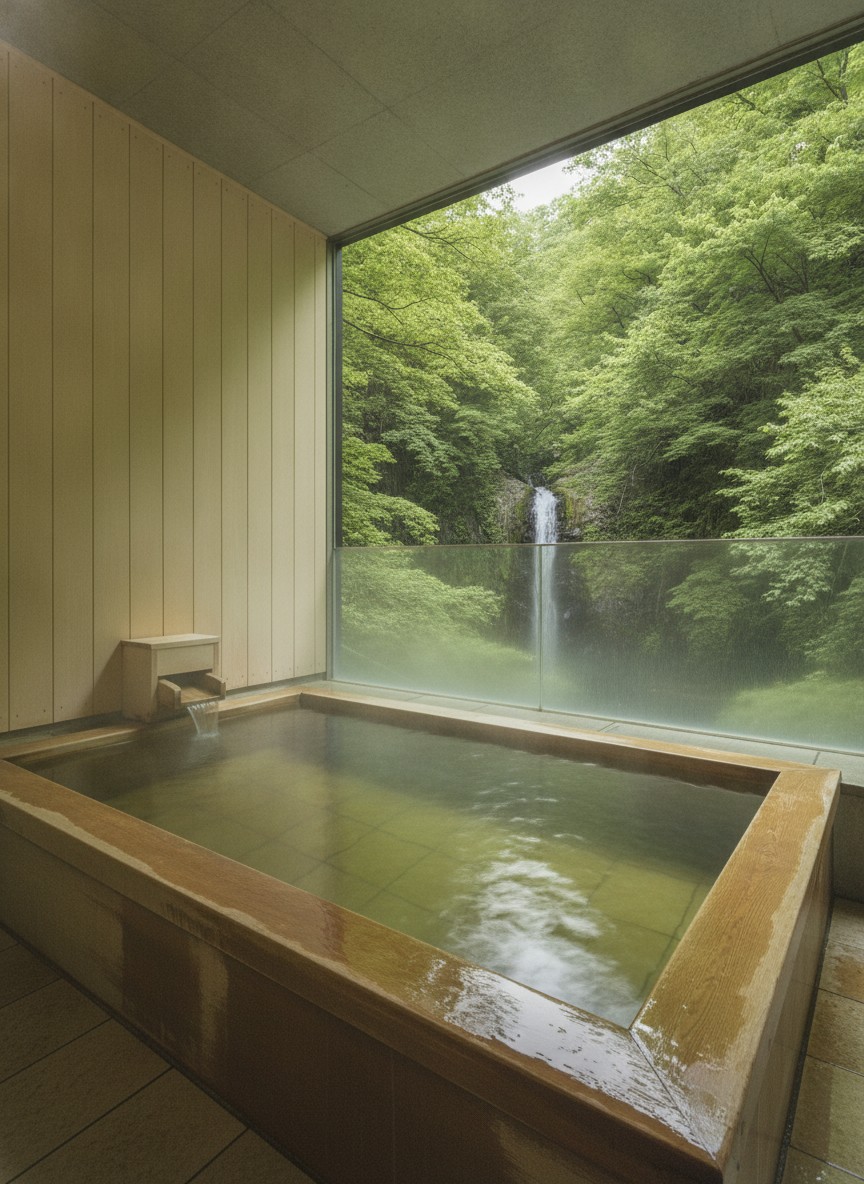 Illustration of Harataki in Higashiyama, Yumoto, on the Yugawa beside the Harataki falls