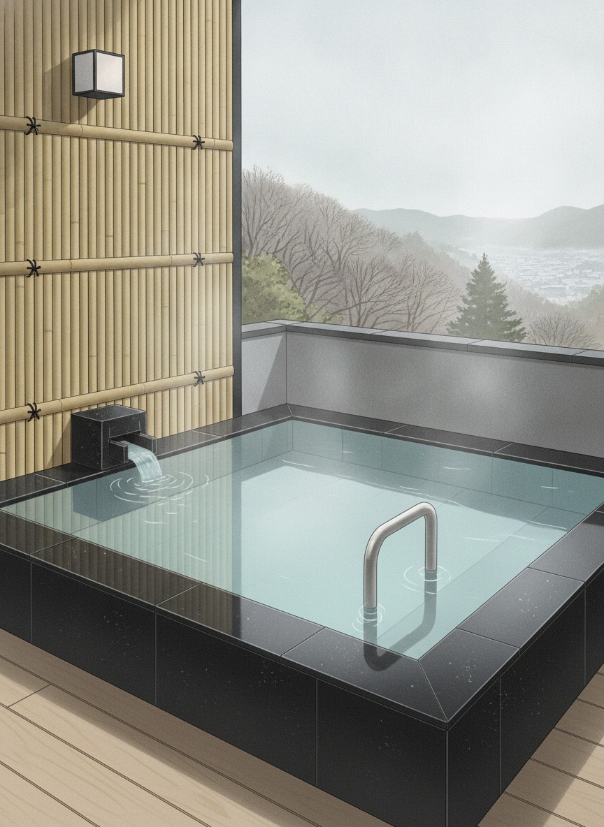 Illustration of Higashiyama Park Hotel Shinpugetsu in Higashiyama, Yumoto Tsumori, on the road in from the samurai residences