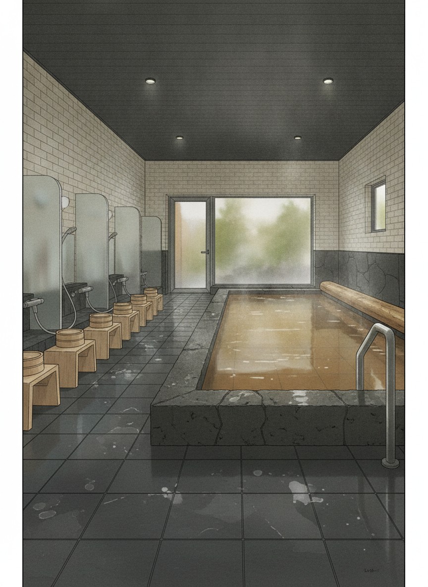 Illustration of Hitoyoshi Ryokan in Kami-Aoi-machi, on the Kuma river by Aoi Aso Shrine