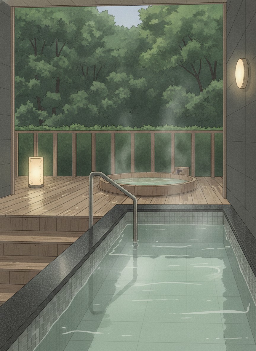 Illustration of Takumi no Kokoro Yoshikawaya in Anahara, on the Surikami River about 5 minutes by car upstream of Iizaka-Onsen Station
