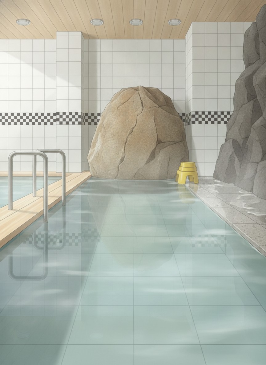 Illustration of Kadoya Besso in Nibukawa Onsen, in the Tamagawa hills twenty minutes inland from Imabari