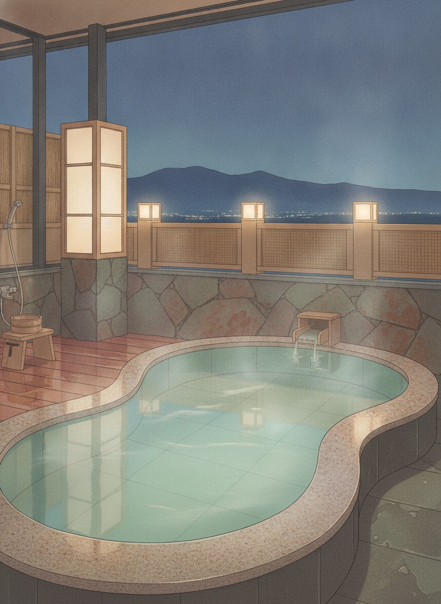 Illustration of Hotel Fuji in Isawa Onsen, Kawanakajima