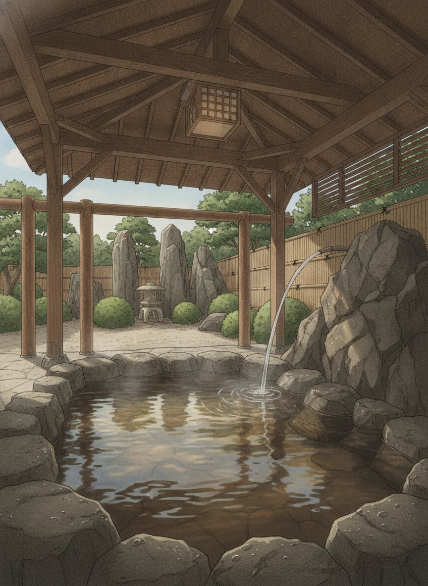Illustration of Isawa View Hotel in Isawa Onsen, on the Kawanakajima side of the town