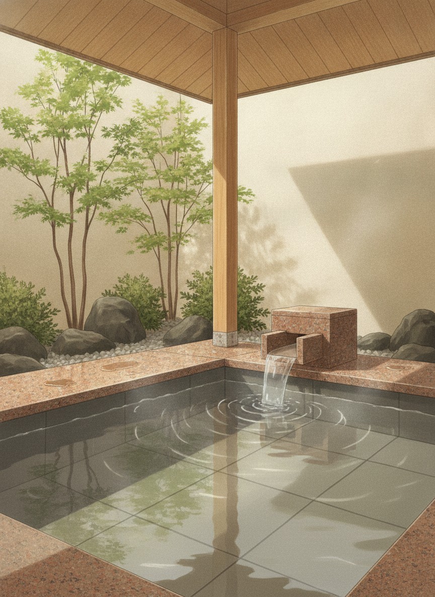 Illustration of Yado Shiontei in Kaike Onsen 4-chome, at the western edge of the strip