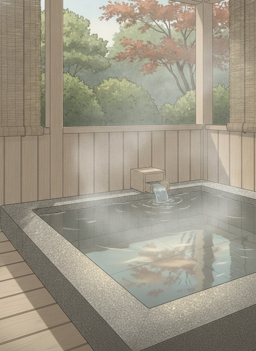 Illustration of Sagiya Sansorai in Takamatsu, in the Hayama inn quarter on the hill above the town