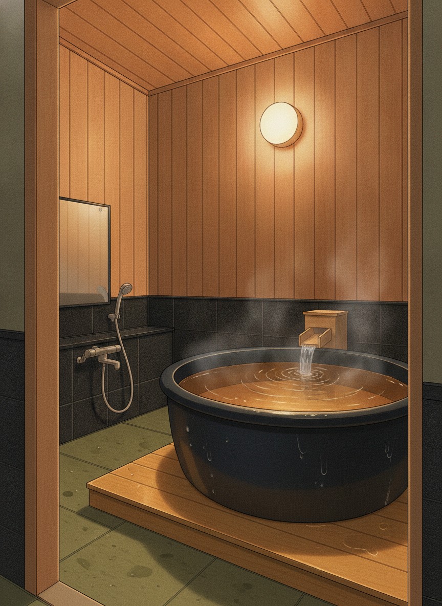 Illustration of Kanoya Kourakuen in Katayamazu, on the lake shore in the town center