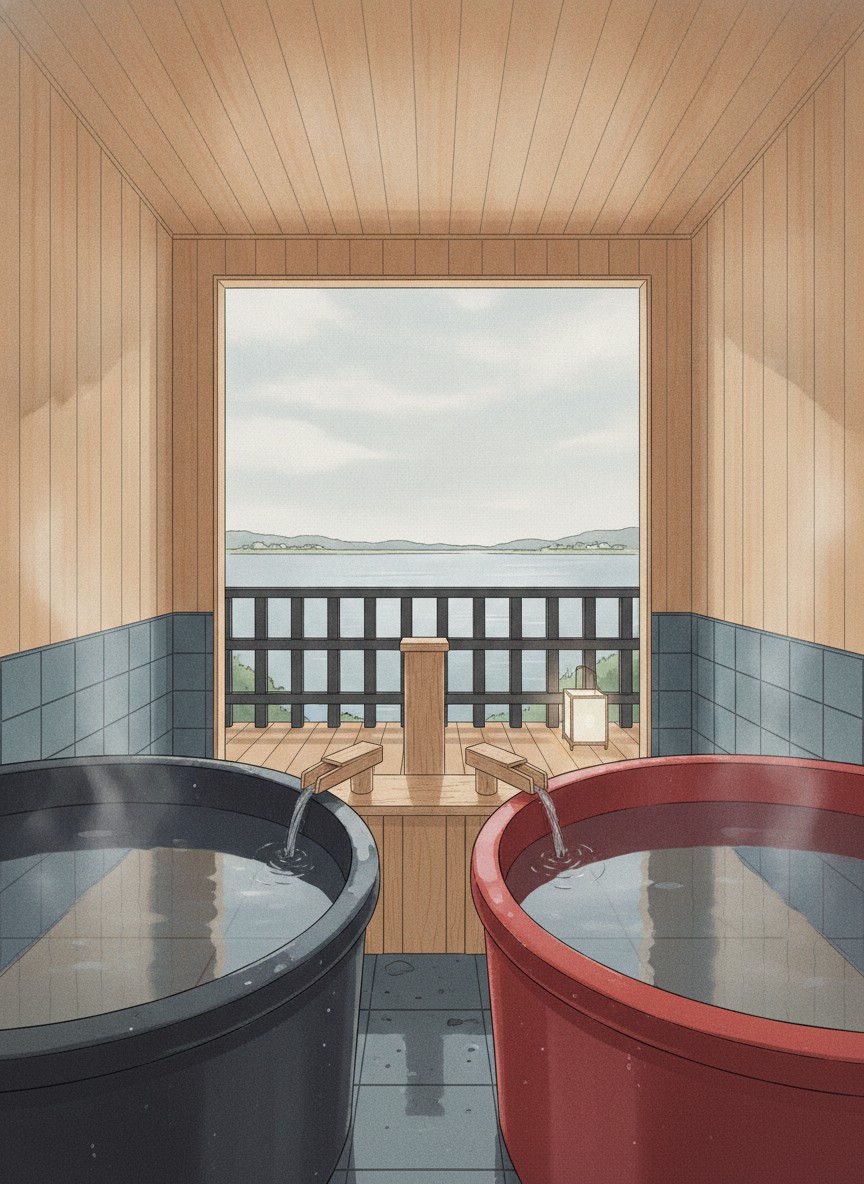 Illustration of Kohan no Yado Morimoto in Katayamazu, in the town center a minute from the Ukimido