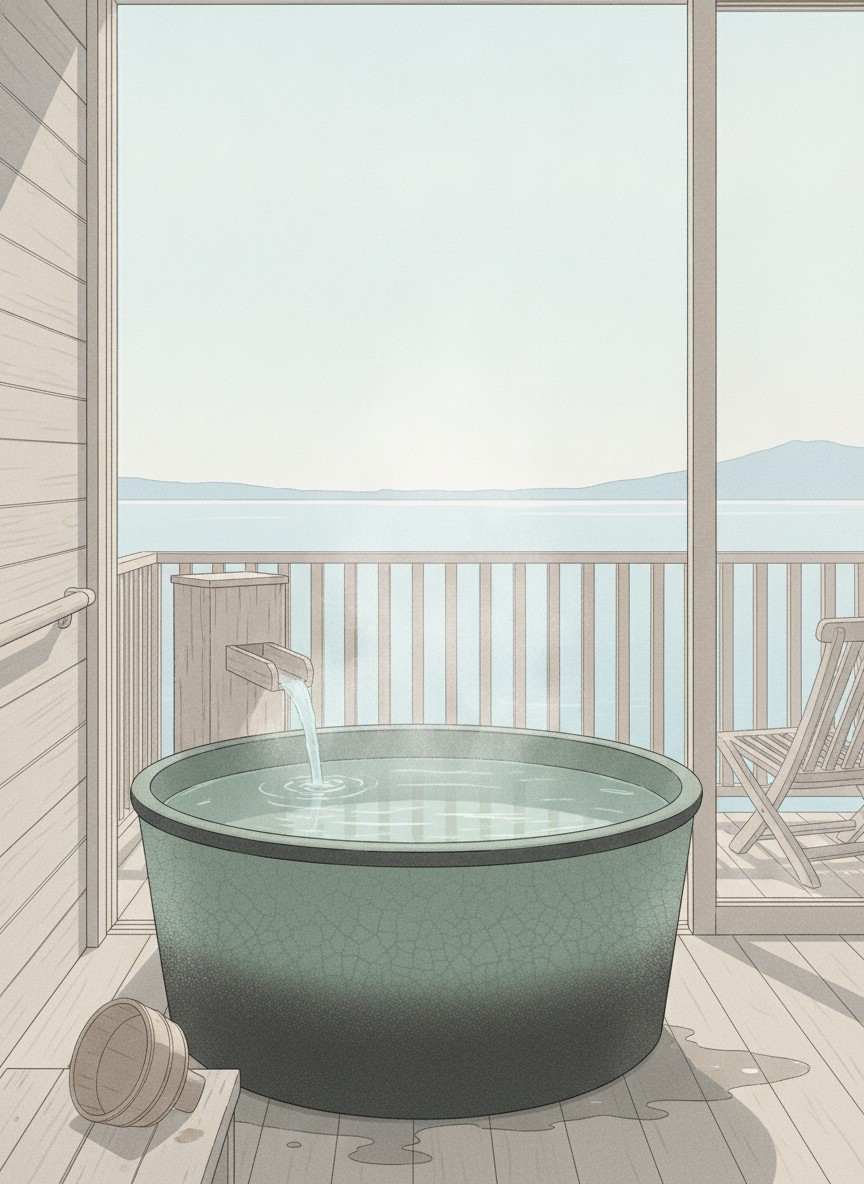 Illustration of Tokigasane in Katayamazu, on the lake shore