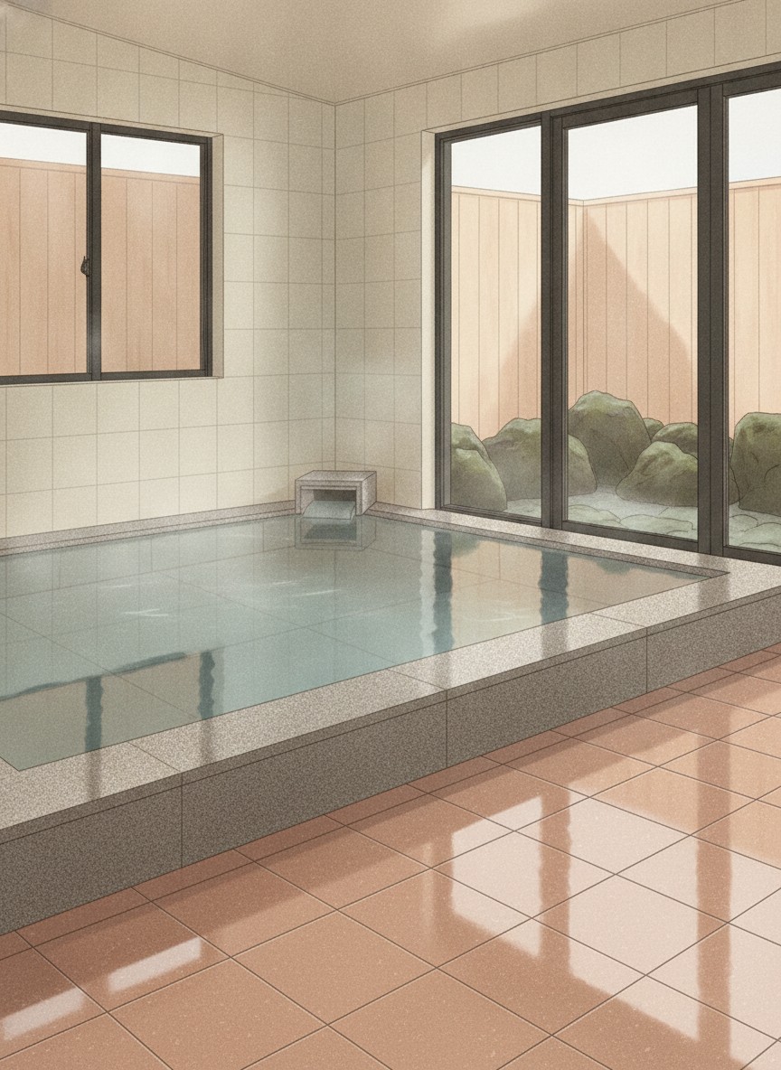 Illustration of Hanare Furusato Ryokan Otsukien in Ueki Onsen, Yonetsuka, a short way in from the Toyoda junction