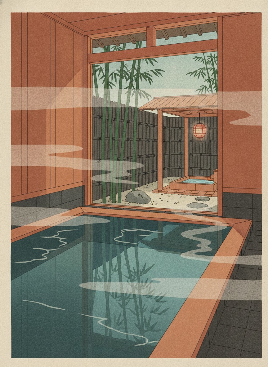 Illustration of Nishimuraya Honkan in Central Kinosaki