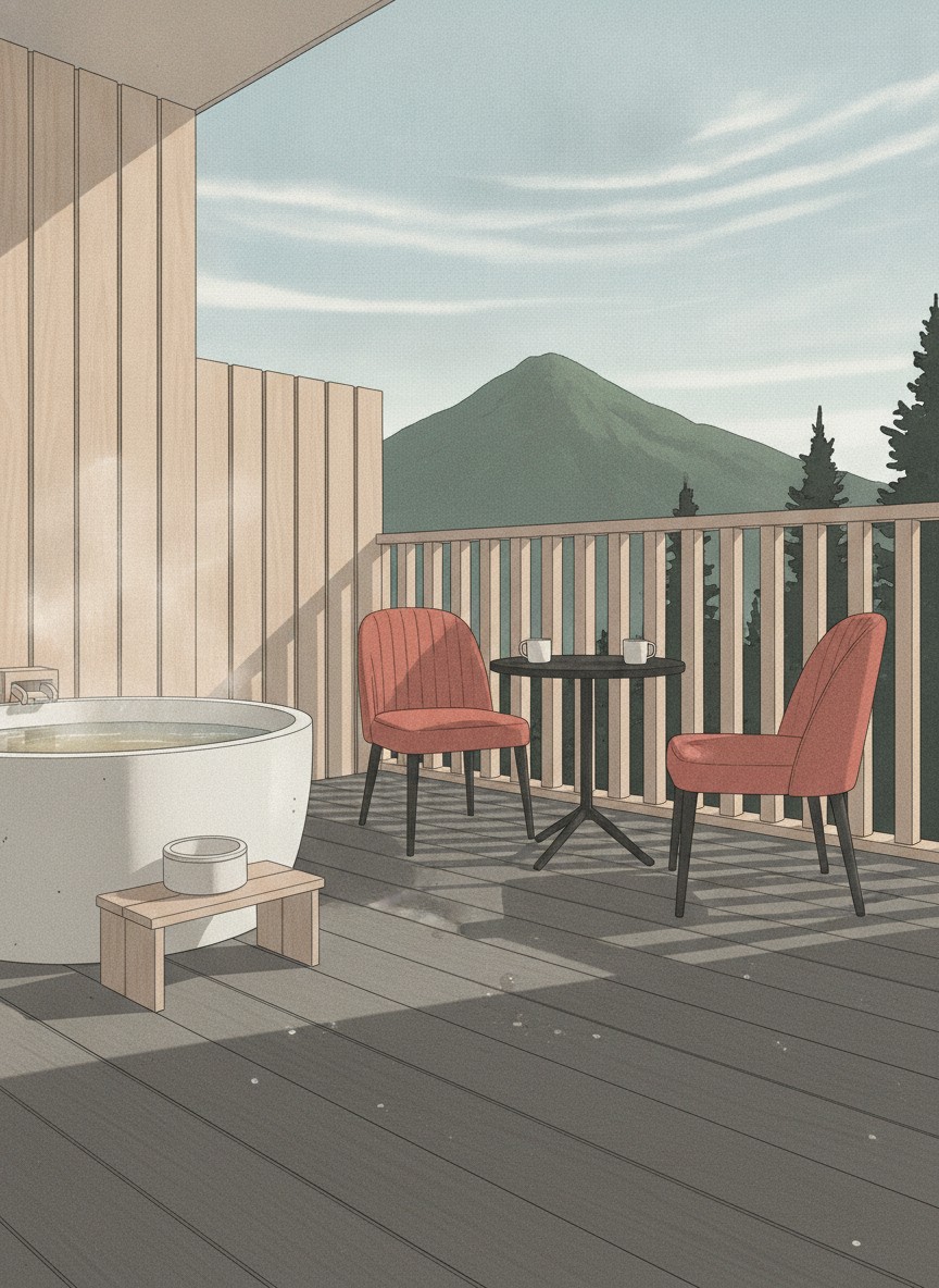 Illustration of Hotel Tsuganoki in Ohara, ten minutes on foot from Kinugawa-Onsen Station