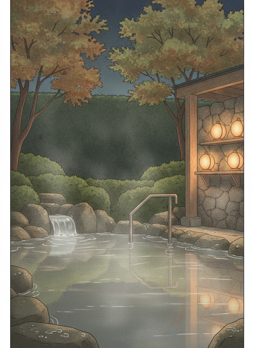 Illustration of Sakura Sakura Onsen in Kirishima-Taguchi, in the Kirishima Jingu spa area, 10 minutes by car from Kirishima-Jingu Station