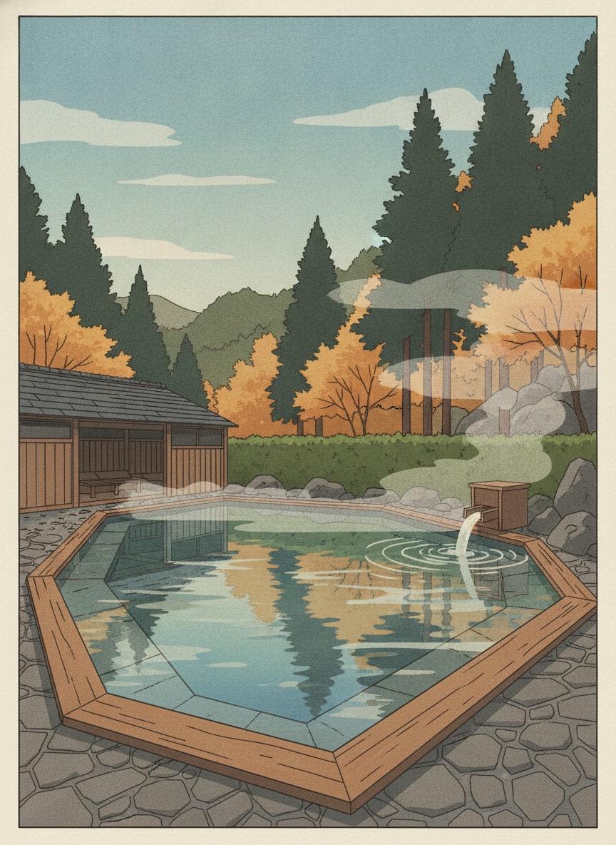 Illustration of Kurama Onsen in Kurama, Sakyo-ku