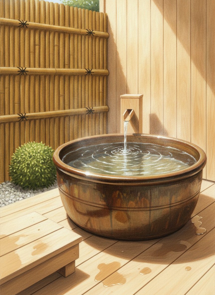 Illustration of Hotel New Kotobuki in Utsukushigahara Onsen, in the Satoyamabe district east of central Matsumoto