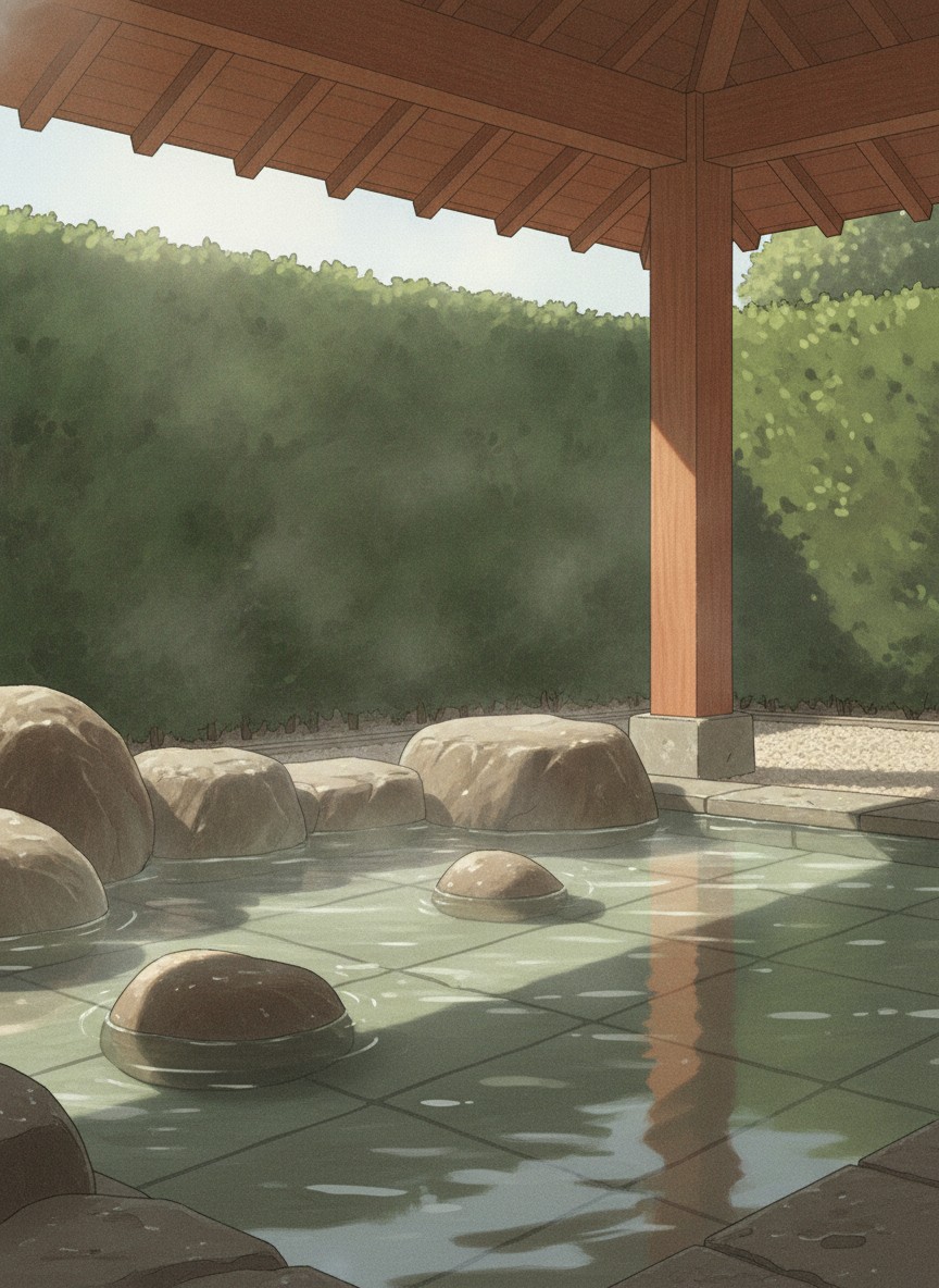 Illustration of Ooedo Onsen Monogatari Premium Saiki Bekkan in Yamada, at the top of the spa street