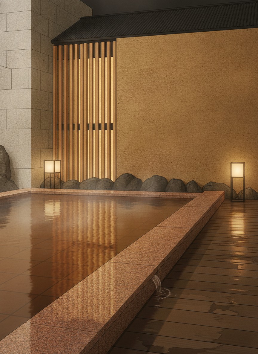 Illustration of Aki Grand Hotel & Spa in Miyajimaguchi, on the mainland beside the ferry pier