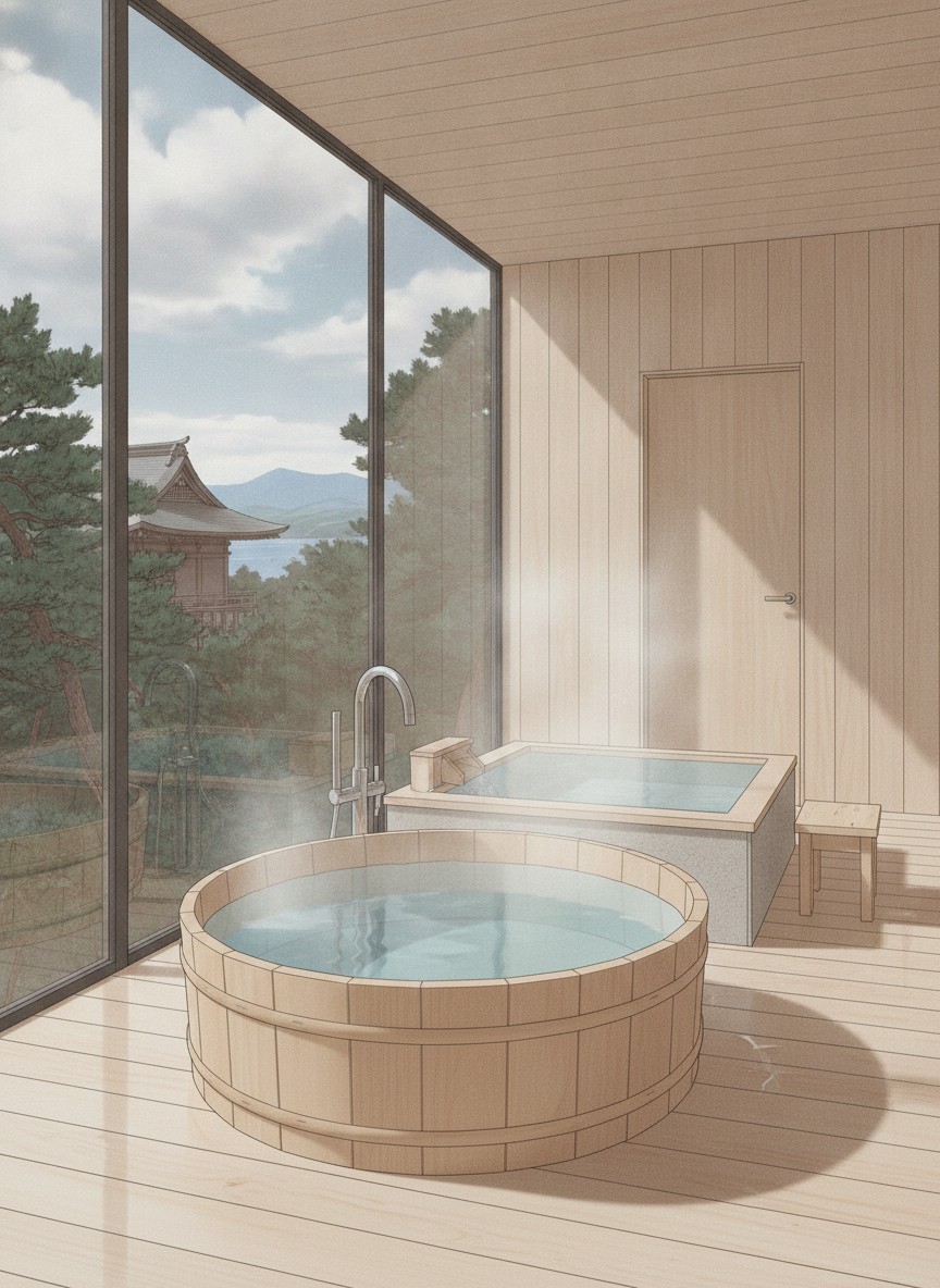 Illustration of Miyajima Grand Hotel Arimoto in Miyajima island, Minami-machi, three minutes from Itsukushima Shrine