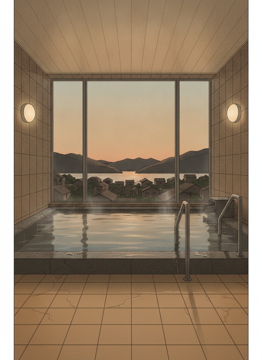 Illustration of Hinata no Yado Nichinan Miyazaki in Hoshikura, on the edge of Nichinan town beside the sports park