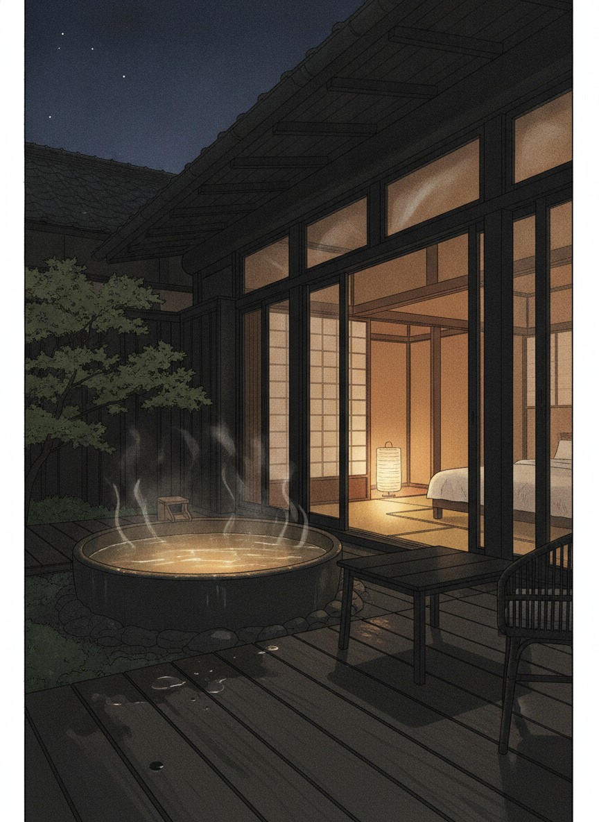 Illustration of Nazuna Obi Onsen Resort in Obi castle town, Nichinan, 15 minutes on foot from Obi Station